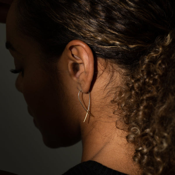 One & Eight Silver Crossover Gold Dipped Earrings