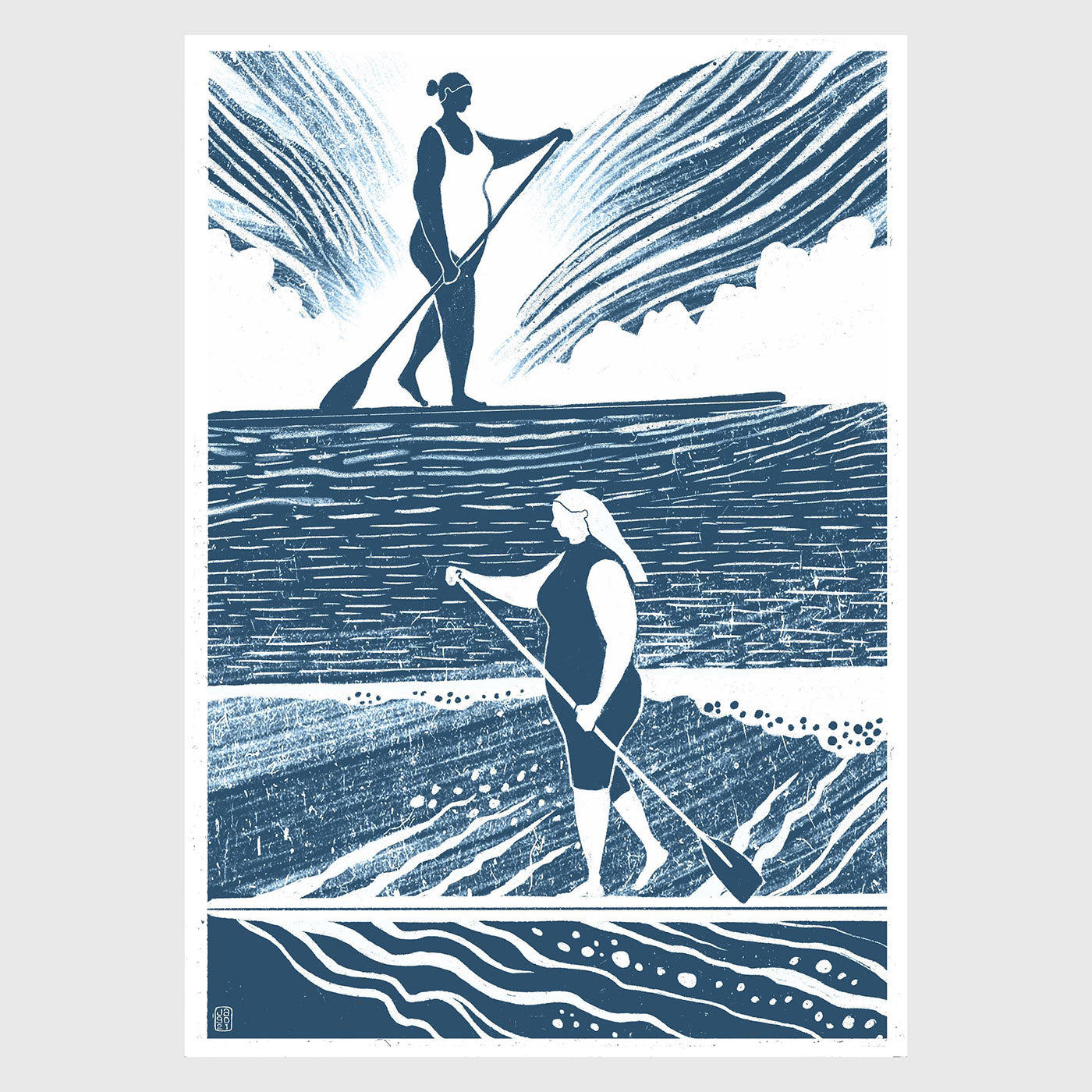 Jago Illustration Print - Paddle Boarders